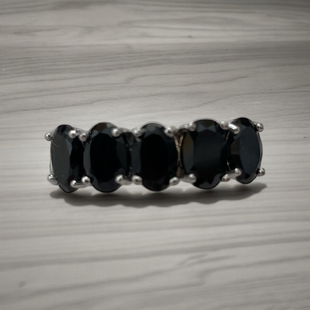925 Silver Black Eternity Band 7 1/4